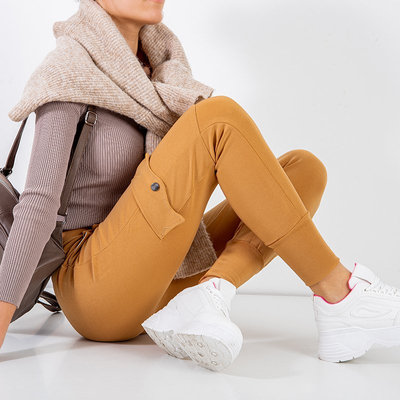 Pantalon cargo femme marron clair avec poches - Vêtements