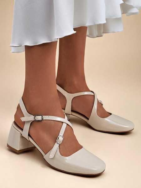 Royalfashion Escarpins pour femme à petits talons avec brides décoratives Lollita