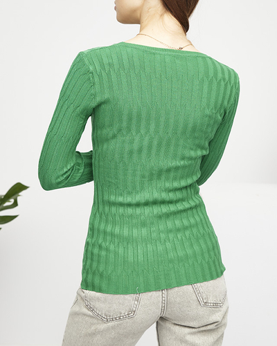 Pull côtelé vert femme - Vêtements