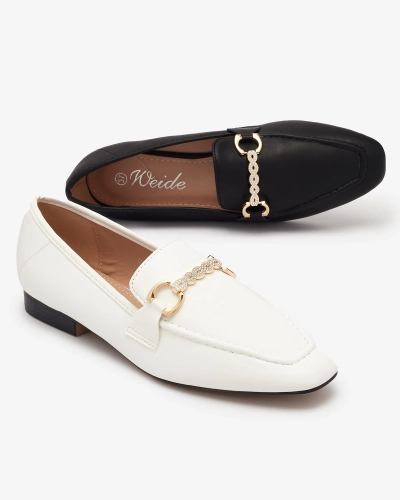 Mocassins noirs pour femmes avec ornements dorés Suletta- Footwear