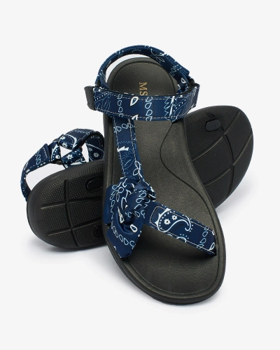 Royalfashion Sandales pour femmes bleu marine avec nœud Oyall