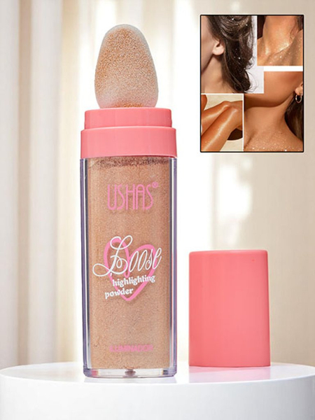USHAS Enlumineur Libre pour le Visage avec Houppette Applicatrice Radiance