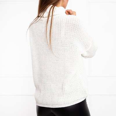 Pull court col roulé femme blanc - Vêtements