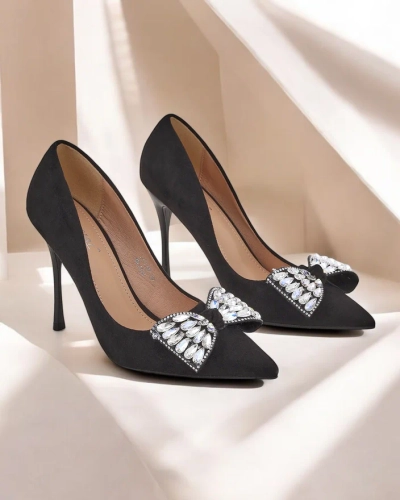 Royalfashion Chaussures à talons hauts pour femmes avec un nœud Cocarte