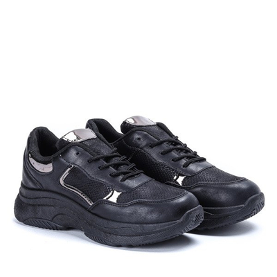 Czarne buty sportowe na wyższej podeszwie Lora - Obuwie