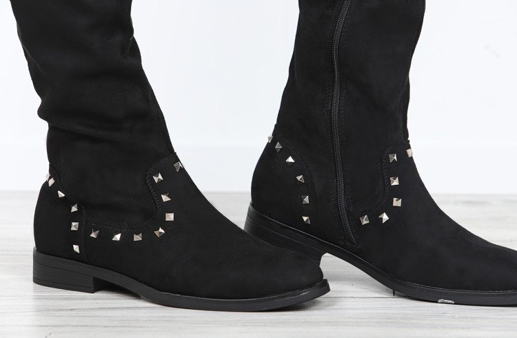 Czarne, długie kozaki Lucette- Obuwie