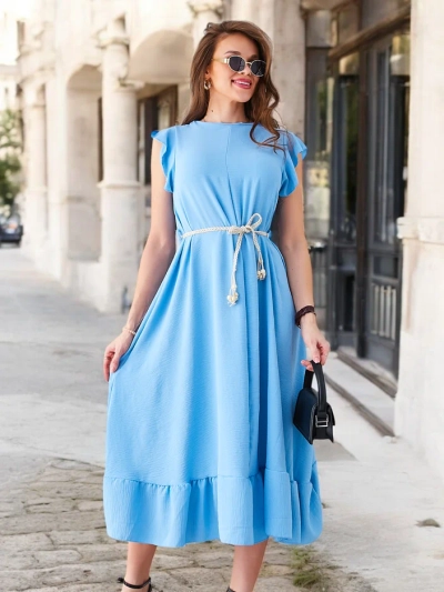 Robe midi pour femmes Royalfashion avec volants et manches courtes