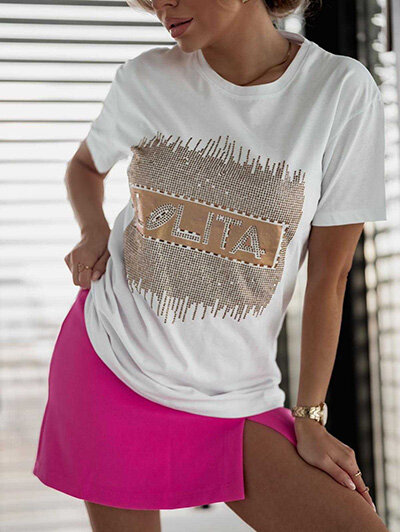 Royalfashion T-shirt femme avec zircons