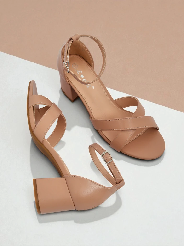 Royalfashion Sandales à talon bas bloc pour femme Eleganza Strap