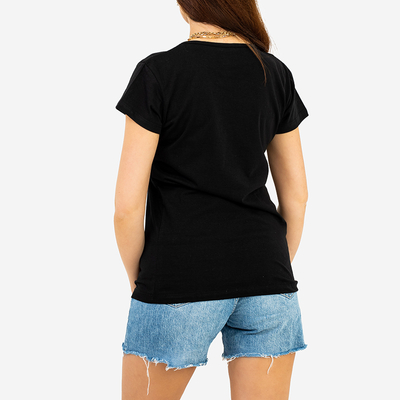 T-shirt femme noir avec imprimé coloré - Vêtements