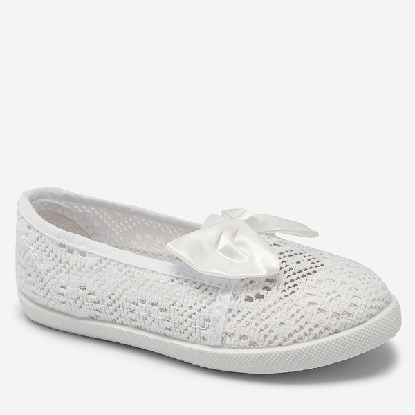 Baskets à enfiler blanches avec nœud pour filles Sweet Time - Footwear