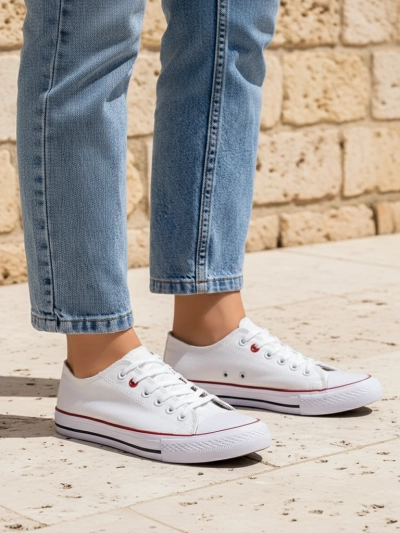 Aurelia Bianca – Baskets blanches classiques pour femmes à semelle plate