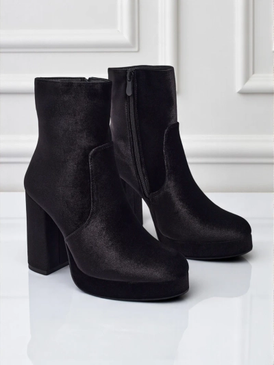 Bottines pour femmes à talons épais imitation velours Miss
