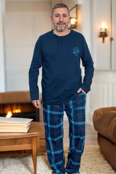 Pyjamas pour hommes en coton à carreaux grande taille