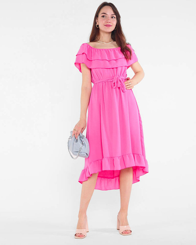 Robe femme fuchsia avec volants - Vêtements