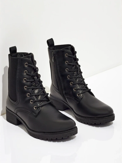 Bottines à lacets pour femmes en cuir écologique Oslynne