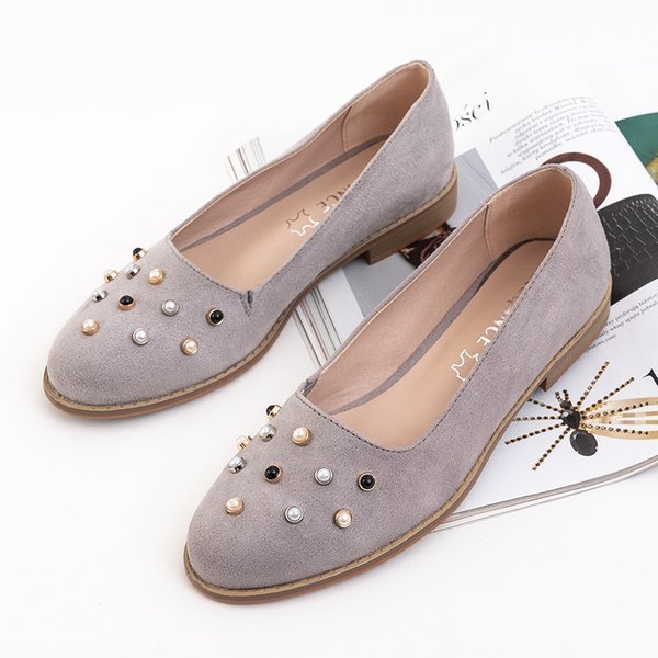 OUTLET Ballerines femme gris clair avec perles Coinel - Souliers