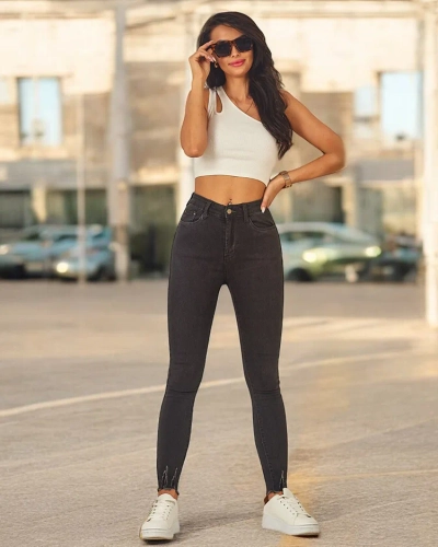 Royalfashion Jean fuselé en coton pour femme