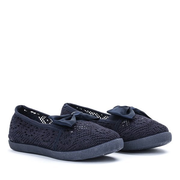 OUTLET Baskets fille bleu marine à nœud en satin Sugar Boomb - Footwear