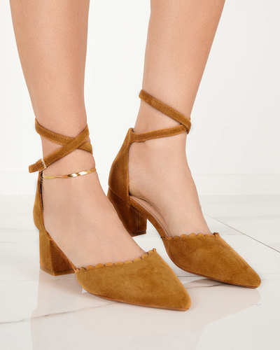 OUTLET Sandales camel femme en éco-daim sur le poteau Ametis - Footwear