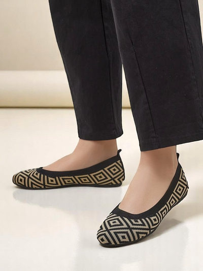 Royalfashion Ballerines en tissu pour femmes à imprimé géométrique Métrique