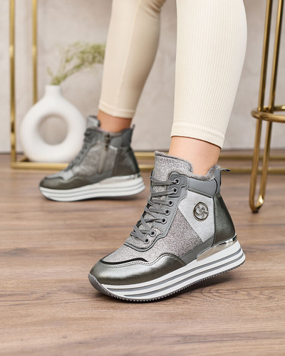 Royalfashion Baskets sportives grises à paillettes pour femme Kawellas