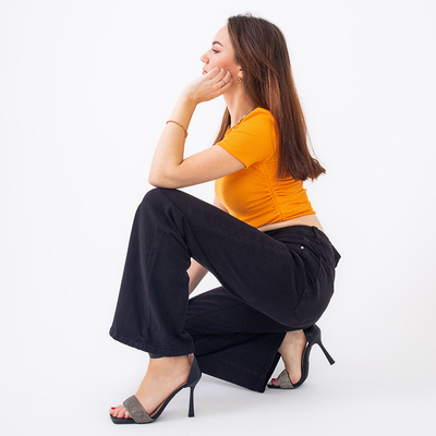 Pantalon large femme noir - Vêtements