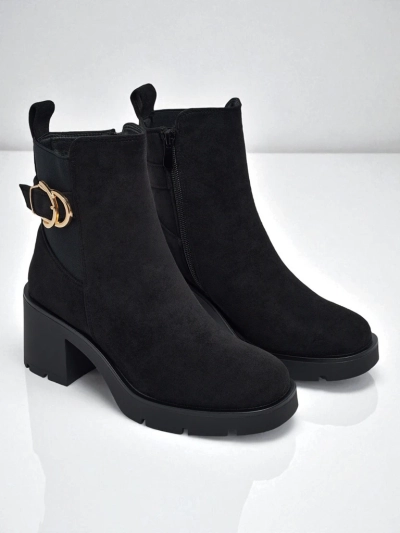 Bottines femme en daim écologique à talon bloc Solenya