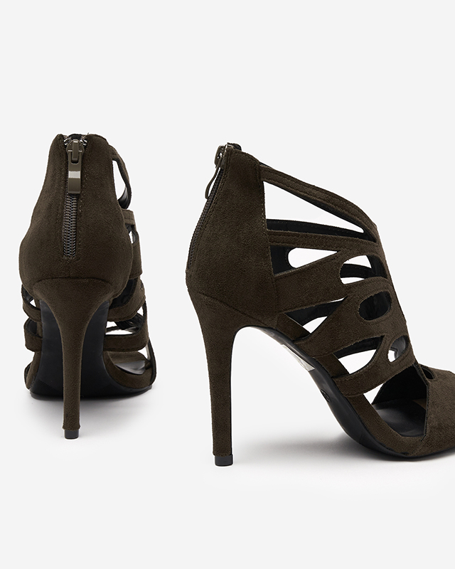 Sandales pour femme à talon haut vert foncé Etrop - Footwear