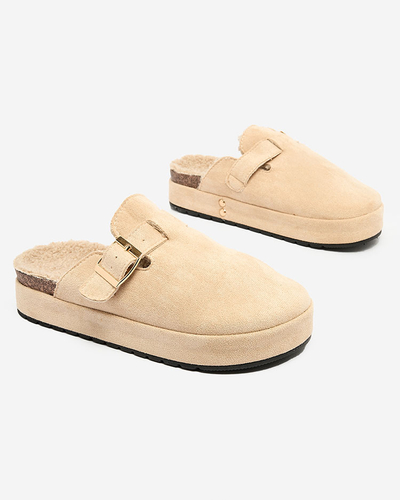 Royalfashion Pantoufles pour femmes avec peau de mouton et boucle Kajis