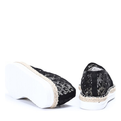Espadrilles noires avec bordure en dentelle Ariel - Footwear 1