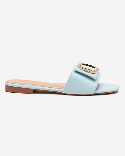Babouches bleues pour femmes avec un ornement en zircon cubique Iteria - Footwear