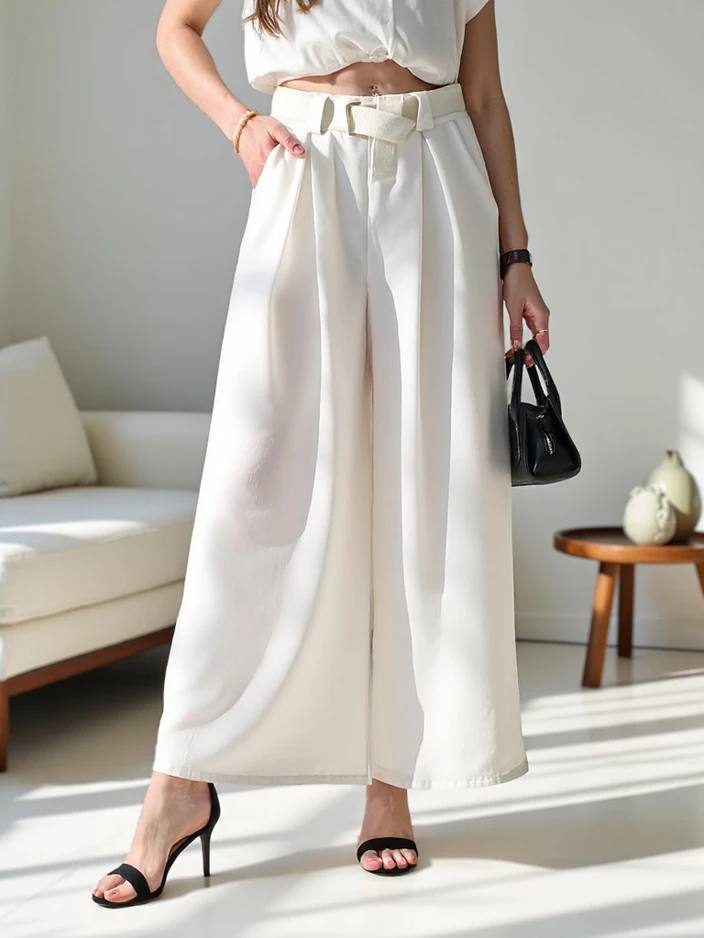 Pantalons larges pour femmes Royalfashion avec une ceinture