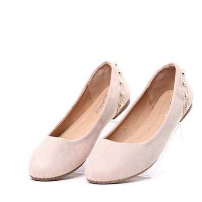 Beżowe balerinki z perełkami Treasure- Obuwie