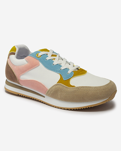 Chaussures de sport à lacets pour femmes, marron clair et rose Semdik- Footwear