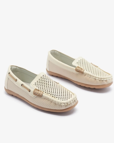 OUTLET Royalfashion Mocassins ajourés pour enfants en beige Neddax
