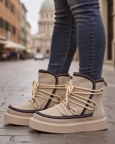 Royalfashion Bottes de neige pour femmes à lacets Stozi