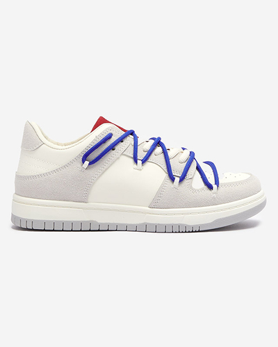 Baskets de sport pour femmes blanc-gris avec lacets bleu marine Olierinc - Chaussures