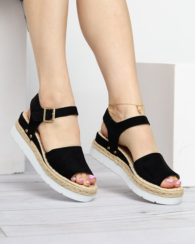 OUTLET Sandales compensées noires pour femmes Setovia - Chaussures