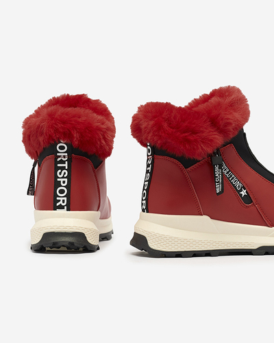 Bottes rouges isolées pour femmes avec fourrure Scherr- Footwear