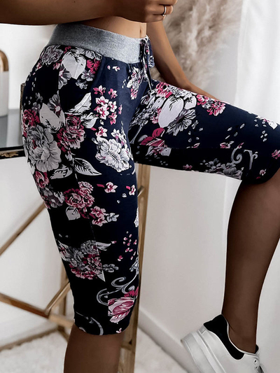 Short femme 3/4 bleu marine et rose GRANDES TAILLE - Vêtements
