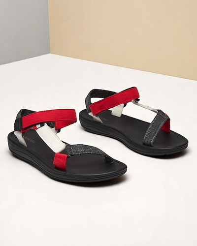 Sandales pour femme en tissu rouge Ojo- Footwear
