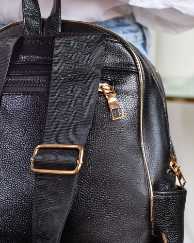 Royalfashion Petit sac à dos en éco-cuir noir pour femme