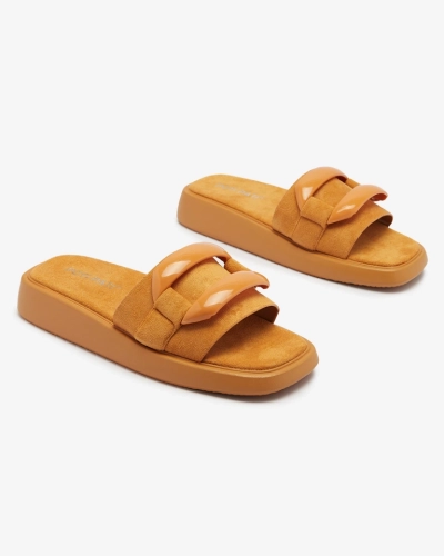 Tongs marron pour femme en suédine écologique Omve - Footwear