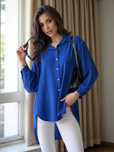 Royalfashion Chemise Oversized Longue pour Femme