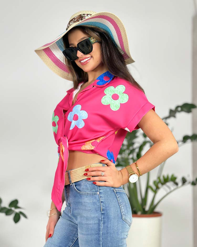 Royalfashion Chemise courte à fleurs pour femme