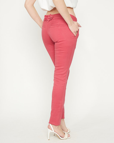 Pantalon femme taille basse en tissu fuchsia - Vêtements