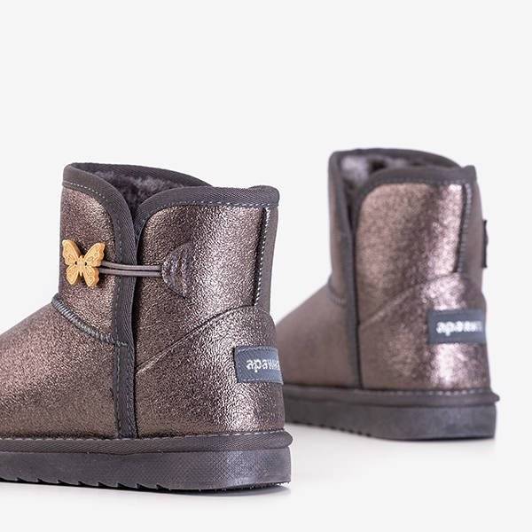 OUTLET Bottes de neige pour enfants gris foncé avec papillon Unabela - Footwear