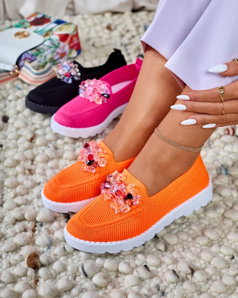 Royalfashion Demi-pointes à enfiler pour femmes Orange Enweta