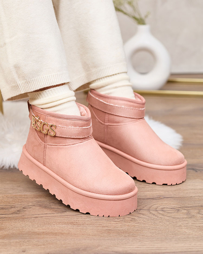 Royalfashion Chaussures pour femmes marron clair a'la bottes de neige avec ornement Parisela